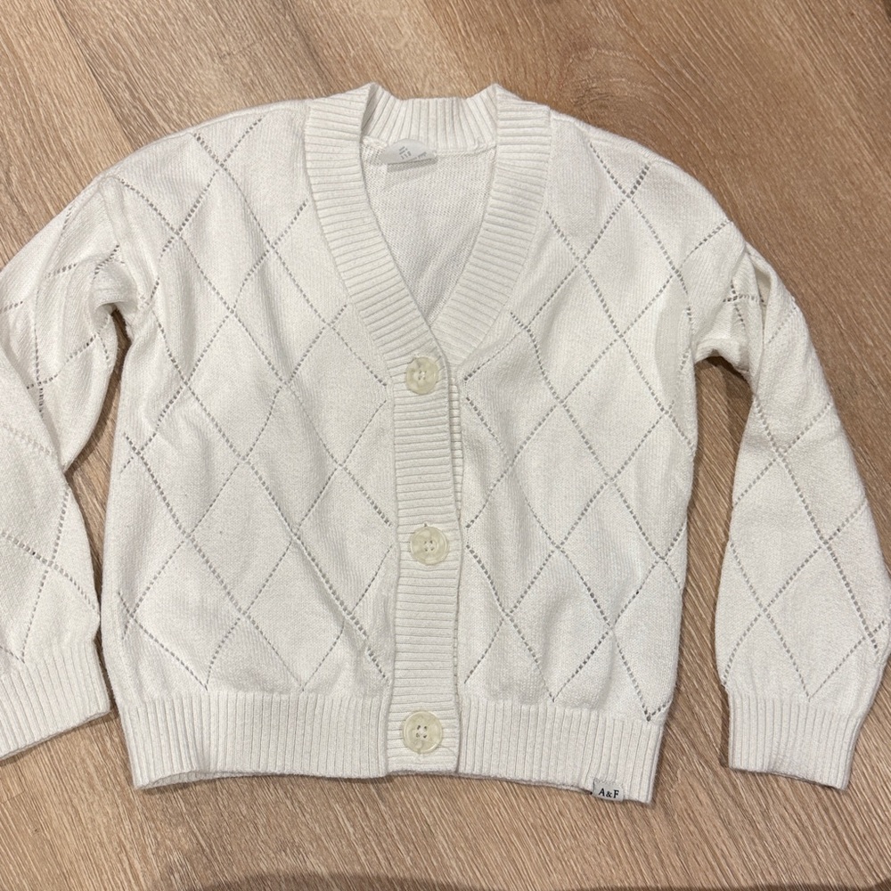 Abercrombie Kids White Cropped Cardigan Sweater
